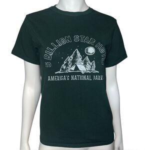 National Parks Five Billion Star Hotel T-Shirt Forest Green Small EUC